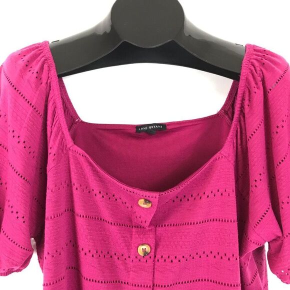 Lane Bryant Square Neck Button Front Top Womens Plus Size 18/20 Festival Fuchsia - Picture 2 of 12